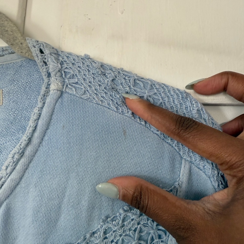 Free people Light Blue crochet Detail  bomber Jacket - Picture 7 of 11